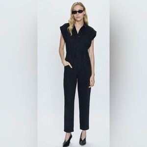 Pistola Rosie Padded Shoulder Cotton Jumpsuit